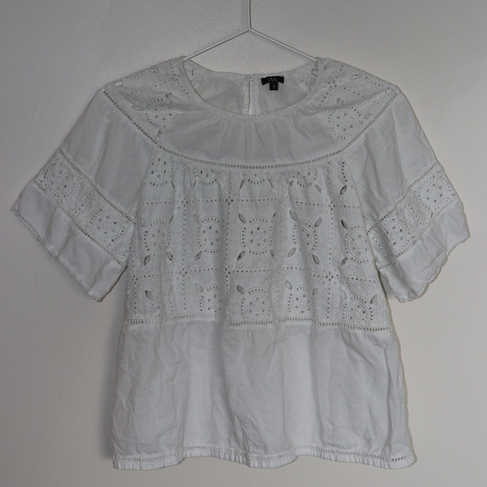 Italian Boutique White Cotton Embroidered Shirt